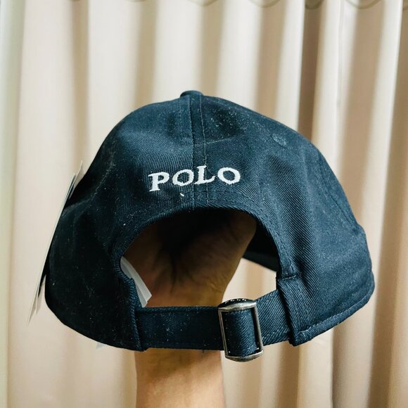 Polo Ralph Lauren Hat Big Pony #3 Adjustable Cotton Chino Ball Cap Black/White - Picture 5 of 9